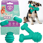 Yomp FunnyBone MAX: All-Natural Rubber Dog Toy, Nontoxic, Safe for Pet Play (Teal)