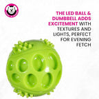 Chase 'n Chomp Squeak and Light Up Ball and Dumbbell Dog Toy, Mental & Physical Stimulation, Small, 2 Pack