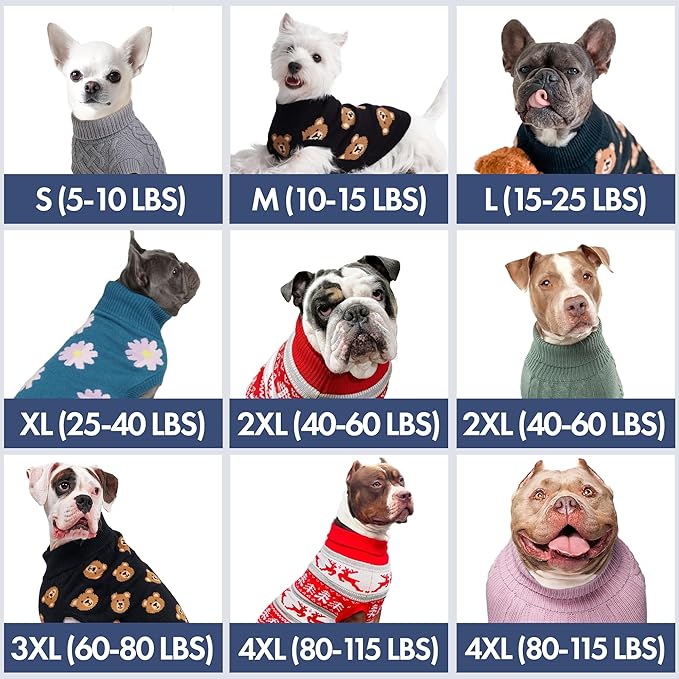 Spark Paws Knit Dog Sweater – Ultra Soft Warm Winter Dog Sweater for Small, Medium & Large Dogs – Stretch Fit Pet Sweater for French Bulldog, Pitbull, Girl & Boy Dogs Jacket, (Broken Teddy, S)