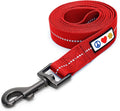 Pawtitas 6 FT Recycled Dog Leash with Reflective Stitched Thread Stitched on Side| Medium Reflective Dog Leash Made from Plastic Bottles Collected from Oceans – Red 6 ft Dog Leash