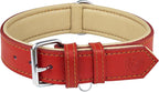 Riparo Red Leather Dog Collar - Heavy Duty Wide Dog Collar for Small, Medium, Large and Extra Large Dogs with Dog Tag Holder (XXL: 2” Wide for 26”-29” Neck, Red)