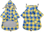 Dog rain Coat Waterproof Raincoat Puppy Jacket with Legs Buttons Zipper Hood Drawstring Fit for Yorkie Terrier Schnauzer Poodle Border Collie Labrador Golden Retriever 8lbs to 80lbs Yellow S