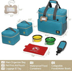 Dog Travel Bag for Traveling| Week Away/Overnight Dog Travel Accessories with Multi-Function Pockets|Pet Travel Set for Dog and Cat|Ideal Dog Diaper Bag and Dog Travel Kit(Sea Blue)