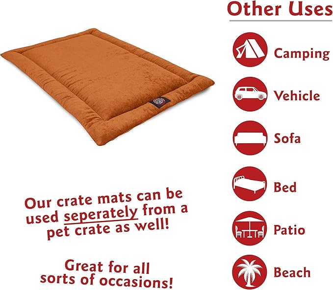 Majestic Pet Orthopedic Memory Foam Dog Crate Mat - Plush Pet Bed Pad for Crates & Kennels | USA Crafted | 48"x30" Villa Orange