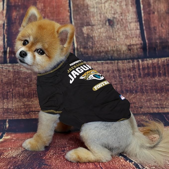 NFL Jacksonville Jaguars Dog T-shirt X-Small. - Licensed Shirt for Pets Team Colored with Team Logos- Premium Stretchable Materials for the comfort of your Dog & Cat