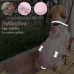 Waterproof Dog Raincoat, Adjustable Reflective Lightweight Pet Rain Clothes with Poncho Hood (Light Pink, Medium)