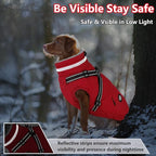 Dogcheer Dog Coat with Harness, Waterproof Dog Jacket, Christmas Puppy Winter Coat with Pocket, Reflective Doggy Turtleneck Puffer Vest for Small Medium Large Dogs - Red, XL