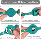 OOPSDOGGY Leather AirTag Cat Collar with Bell - Non Breakaway Kitten Collar with Apple Air Tag Holder - Lightweight GPS Pet Collars for Girl Boy Cats, Small Dogs, Puppies (Aquamarine)