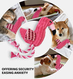 Squeaky Dog Toys - Plush Dog Toys with Soft Durable Fabric for Small Medium Large Breeds, Interactive Tug of War Rope Chew Toys, Teeth Cleaning, Dental Care, and Keep Dogs Busy (Flamingo-Red)
