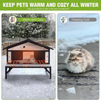 GUTINNEEN Heated Cat House for Outside Large Outdoor Cat House Insulated Weatherproof Feral Cat Shelter with Heating Pad, Insulated Thermal Liner, Chewproof Cable for 1-4 Cats, Winter-Ready (Black)