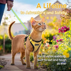 Dooradar Cat Harness and Leash Set, Escape Proof Safe Adjustable Kitten Vest Harnesses for Walking, Easy Control Soft Breathable Mesh Jacket with Reflective Strips for Cats, Yellow, XS