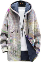 LIZALIG Long Hooded Cardigan Men Japanese Art Style Fashion Cool Graphic Coats Winter Warm Lined Fleece Jacket