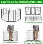 Dog Playpen Outdoor Extra Wide 12 Piece Panels Heavy Duty Dog Fence 47" Height Anti-Rust with Doors Portable for RV Camping Yard, Total 32FT, 79 Sq.ft, Snowy Black