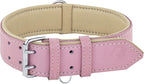 Riparo Genuine Leather Pink Dog Collar Heavy Duty K-9 Adjustable Dog Collar (L: 1.5" Wide for 17"-21" Neck, Pink)