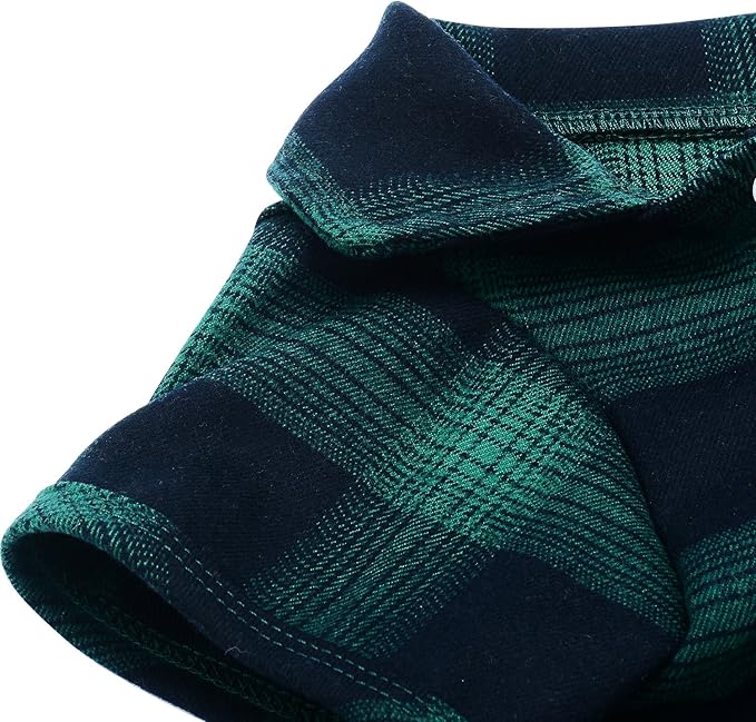 Koneseve Dog Shirt - Plaid Pet T-Shirt Sweater, Breathable & Cozy Tartan Outfit for Medium & Large Dogs, Casual Clothes - Adorable Costume for Halloween, Thanksgiving Christmas (Green; 7XL)