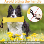 ToLanbbt Dog Tug Toy Bite Jute Pillow Pull Toy with 2 Strong Handles Perfect for Tug of War, Puppy Interactive Play, Tear Resistant Bite Training for Small Medium Large Dogs (Bright Yellow-Footprint)