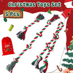 Christmas Heavy Duty Dog Toy for Aggressive Chewers – Tough Chew Toys for Large Dogs, Ideal for Tug-of-War & Teeth Cleaning, with 3 Rope Toys & 2 Dog Supplies