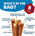Best Bully Sticks Natural Jumbo Bully Sticks for Large Dogs - 12 Inch, 8 Count (Pack of 1) - 100% Free-Range Grass-Fed Beef, Single-Ingredient, Grain and Rawhide Free Long Lasting Dog Chews