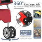 FDW Pet Stroller 3-Wheel Durable Foldable Cat Dog Stroller with Washable Liner Storage Basket Cup Holder,Red