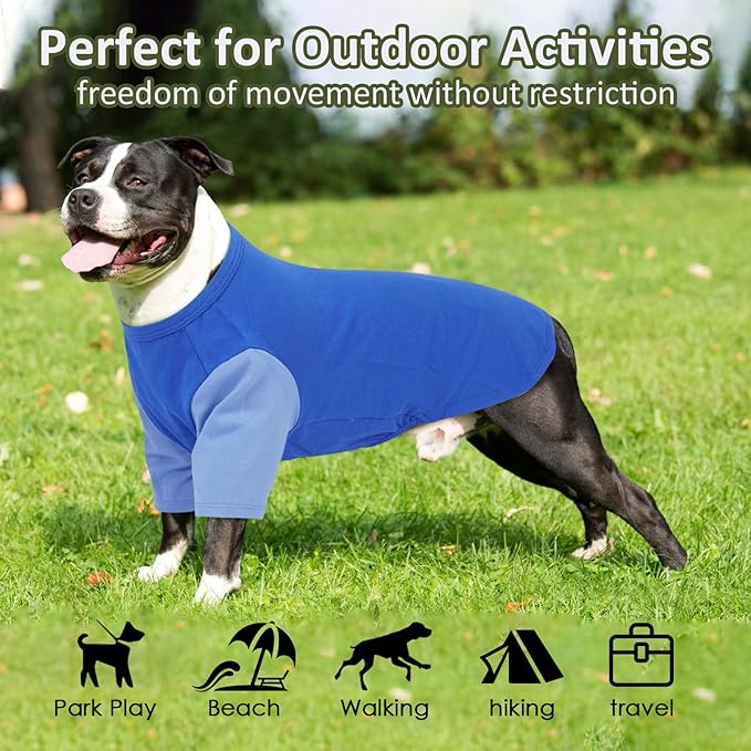 IKUPUKO 2 Pack Dog T-Shirts for Extra Large Dogs Soft Breathable Cotton Shirt Shedding Control Clothes for Great Dane, Summer Hot Weather Walking, Seaside, Park Play, XXXXXL