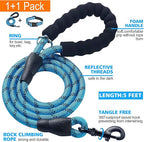 Reflective Dog Collar Padded with Soft Neoprene Breathable Adjustable Nylon Dog Collars for Small Medium Large Dogs (Small (Pack of 1), Vivid Blue Collar+Leash)