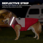Dog Coat, Waterproof Dog Winter Jacket with Harness Built in, Turtleneck Warm Doggie Cold Weather Coats, Reflective Pet Vest for Indoor & Outdoor, Windproof Dogs Snowsuit, Red Large