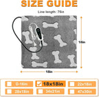 Bestio Cat Heating Pad 18×18 in Pet Heating Pad, Smart Thermostat Switch Adjustable from 1-24 Hours Normally Open Function,Gifted Soft Plush Cotton Cover - Gray