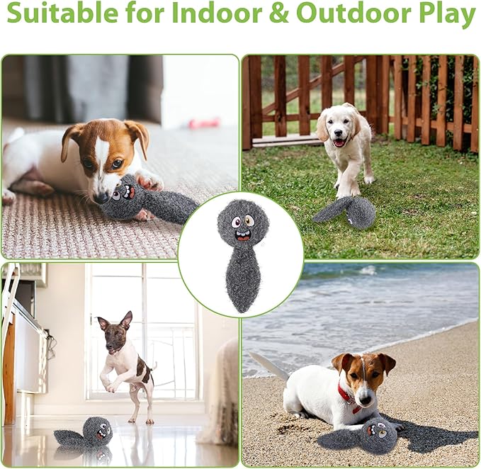 PETGEEK Interactive Squeaky Dog Toy, Automatic Moving Vibrating Dog Balls with Plush Cover, Rechargeable Perro Juguetes with Recording and Music Mode, Crinkle Pet Plush Toy for Boredom, Grey