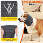 SlowTon Quiet Ears Dog Hoodie - 2 Pcs Ear Wrap Dog Ear Muffs Noise Protection, Anxiety Relief Dogs Hat Calming Hood Head Cover, Pet Headband Dogs Ear Protector for Grooming, Force Drying (Grey,M)