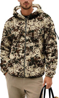 Men's Camouflage Hunting Fleece Lined Hoodie Camo Jackets Zip Up Long Sleeve Casual Winter Coats Hood Outerwear