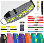 DIY Personalized Embroidered Dog Collar - Custom Hand-Stitched Name & Number, Reflective Adjustable Pet Collar for Small/Medium/Large Dogs & Cats, Durable Nylon with Steel D-Ring (Gray, Large)