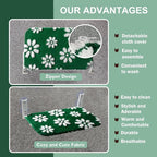 Cat Window Perch, Foldable Cat Window Hammock with Cute 3D Textured Flower Cover and Strong Suction Cups, Cordless Window Seat Bed for Indoor Cats (Green Flower, Large)