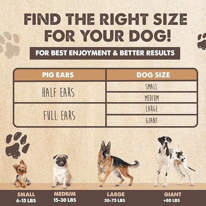 Mighty Paw Half Pig Ears for Dogs - All Natural, Single Ingredient Treats. Better Than Rawhide Pet Snacks for Small and Large/Medium Pets. Pigs Ear Dogs Chews (6lb)