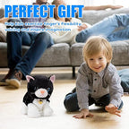 Smalody Interactive Electronic Plush Toy - Upgrade with LED Light Eyes Animated Sound Control Electronic Pet, Robot Cat Kitten Toys Gifts for Boys & Girls Kids Birthday Christmas (Black)