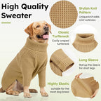 Queenmore Dog Sweater, Turtleneck Long Sleeve Knitted Dog Sweater with Check Pattern, Fall Winter Warm Pet Sweaters, Solid Pull-on Pet Sweater for Cats, Brown XS