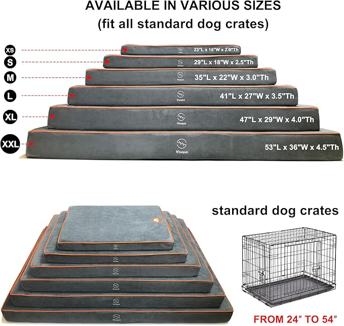 Dog Orthopedic and Crate Beds, Made of Memory and High Resilience Foram, Two-Sided Use, Providing Soft and Relatively Hard Support, with an Extra Inner Waterproof Protector (Gray, Large)
