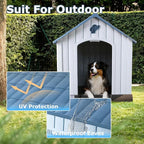 LEMBERI Large Plastic Dog House for Medium Large Dogs, Durable Waterproof Indoor Outdoor Doghouse with Air Vents and Elevated Floor, Easy to Assemble (Blue, 38.7" L x 36.8" W x 39.1" H)