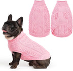 PUPTECK Dog Sweater, Turtleneck Warm Knitted Pullover Coat, Thick Cable Knitwear Clothes in Winter, Pet Apparel Outfits for Small Medium Dogs, for Cold Weather Indoor & Outdoor, Pink M
