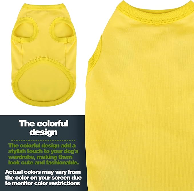 Elevate Your Dog's Fashion Quotient with Colorful and Breathable Sleeveless Cotton Shirts! Perfect Pet Apparel for Small to Medium Dogs Yellow XS