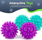 Spiky Dog Ball 1.8 Inch Squeaky Toy for Small Dogs Aggressive Chewers Puppy Teething Toys Dog Spike Ball for Training and Teeth Cleaning - 8 Pack