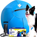 Herding Ball for Dogs - 18” Cover for Corgi, Collie, Cattle & All Herding Dogs Under 27 Pounds - Heavy Duty Dual Layered Cover - Thick Anti-Burst Inner Ball - High Flow Foot Pump