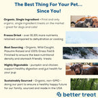 A Better Treat – Freeze Dried Organic Pumpkin, Wild Caught Salmon, Organic Grass Fed & Finished Pasture Raised Beef, Organic Chicken Dog and Cat Treats | Healthy, Diabetic Friendly | Made in The USA