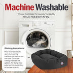 Majestic Pet 32 Inch Bagel Calming Dog Bed - Washable, Cozy Soft Round With Spine Support - Fluffy Donut 32x23x7 Inch for Medium Dogs to Rest Their Head - Gray