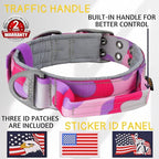 ADITYNA Heavy Duty Dog Collar for Large Dogs - Camo Pink Purple Collar with Handle for Training, and Walking - Wide, Tactical, Soft Neoprene Padded