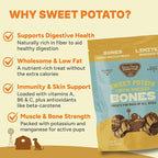 Gaines Family Farmstead Cheese Drizzled Sweet Potato Dog Bones - 8 oz Bag, Grain-Free, All-Natural Dog Treats for Digestion, Skin, Energy & Immunity – Limited Ingredient, Made in USA