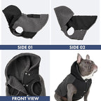 Spark Paws Reversible Dog Sweater, Sherpa Vest with Warm Fleece Lining, Warm Coat for Winter, Suitable for Small Medium, Large, XL XXL Dogs - Black and Grey - L