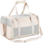 Fashion Leather Dog Carrier, Airline Approved Cat Carrier Soft Sided Pet Bag Carrier Purse for Puppy Kitten Small Animals White