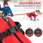 Dog Winter Coat Reflective Water-Resistant Jacket, Fleece Lined Windproof Puppy Coat with Back Zipper & D-Ring, Cold Weather Dog Coats for Small Medium Large Dogs (S, Red)