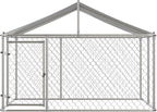 Outdoor Dog Enclosure Heavy Duty Dog Kennel House Mesh Outside Galvanized Chain Link Dog Run with Roof,Dog Cage Large Dogs Dog Pen Pet Kennel W/Waterproof Anti-UV Cover&Secure Lock for Large Dog