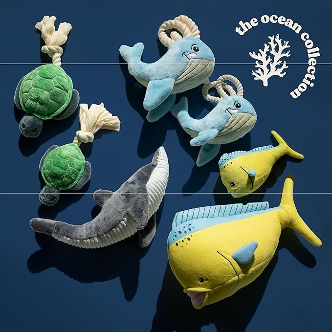 Dog Toys | Plush Whale Stuffed Animal with Rope for Dogs | Eco Friendly Toy - Easy to Clean and Made from Non Toxic Materials